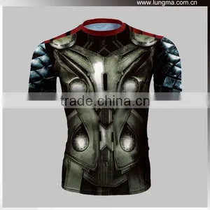 Spandex / Polyester Sublimation Short Sleeve Compression Shirts thumbnail-3