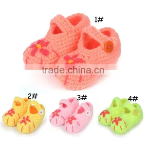 Beautiful Flower Baby Crochet Knitting Hand Made Boot Shoes thumbnail-6