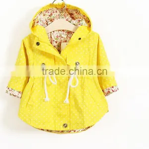 Zm50392b Girls Pure Cotton Hooded Dust Coat Autumn New Style Child Clothing thumbnail-2