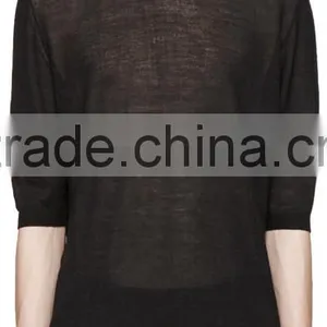 Half Sleeve Black Men Winter Cashmere Pullover Fashionable Sweaters for Man thumbnail-1