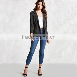 Business Womens Office Notched Lapels 3/4 Sleeves Single-button Blazer Jacket thumbnail-2
