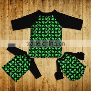 Boyi Latest Designs Fashion 3/4 Sleeve Cotton Ruffle Raglan Top Baby Girls Shirt Fmily Raglan Shirt thumbnail-1