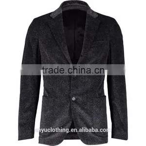 Fahion Premium Dry Clean Two Buttons Charcoal Heather Velvet Blazer for Men thumbnail-1