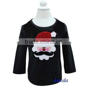 Boys Christmas Mustache Santa Black Long Sleeves Tee 1-7Y thumbnail-1