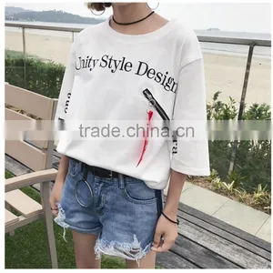 Oversized Loose Print Zip t Shirt for Girls thumbnail-3