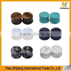 Natural Stone Ear Plugs Tunnels Saddle Expander Body Piercing Set thumbnail-1
