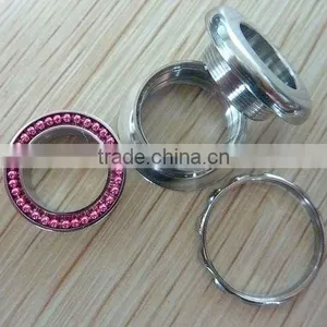 Silver 316L Stainless Steel Ear Flesh Tunnel Paved Beads Rim thumbnail-1