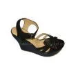 Comfortable PU Upper Material Black Ladies Wedge Sandals Support OEM thumbnail-1