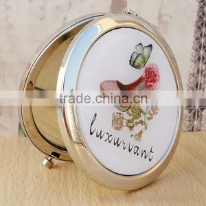 Double Sides (One is Normal,Another is Magnifying)Portable Foldable Pocket Metal Makeup Compact Mirror Woman Cosmetic Mirror thumbnail-3