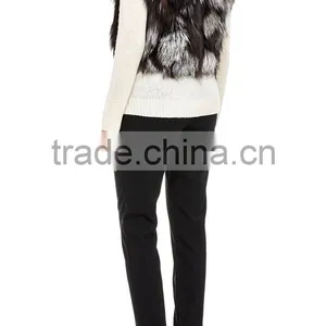 YRFUR YR043 Chic Style Fox Fur Waistcoat/Stand Collar Patchwork Fox Fur Vest thumbnail-5