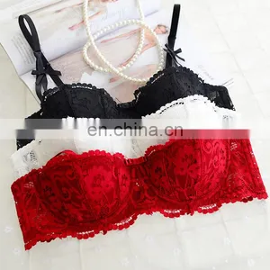 Women Embroidery Bra Hollow Out See Though Lace Bra and Panties Sets Sexy Lingerie Lace Underwear A B C D Cup thumbnail-1