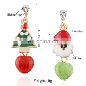 Hot Sales Christmas Trees and Santa Claus Enmal Drop Earring thumbnail-1