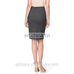 Grey Fashion Knee Length Pencil Skirt For Mature Women thumbnail-4