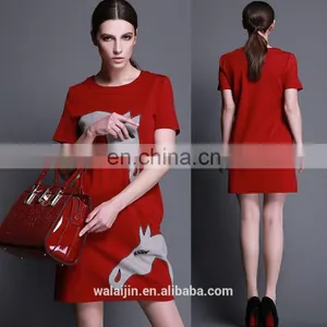 Short Sleeve Patch Embroidery Horse New Ladies Dress thumbnail-1