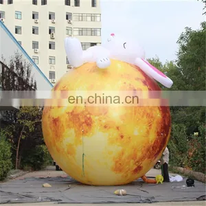 Gaint Led Lighting Moon Balloon With White Rabbit Inflatable for Advertising&Easter thumbnail-3
