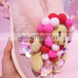 Aidocrystal Wholesale Black Pink 2016 New Style Cute Plush Bear Winter Warm Boots For Girls thumbnail-3