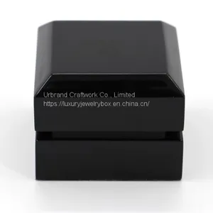 Piano Painted Wooden Ring Jewelry Box Small Black Wood Ring Box With Hidden Hinges thumbnail-2
