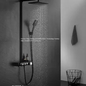 Black Colour Metal Case PPA Water Way Thermostatic Shower System thumbnail-3