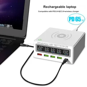5 Port PD65W Cargador Inalambrico QC3.0 Fast Charge With LCD Display Cargadores thumbnail-1