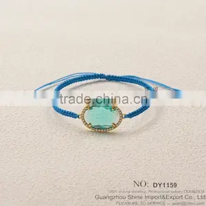 Rose Gold Acrylic Stone Diamond Woven Friendship Bracelet for 2015 New Product Hot Sale thumbnail-1