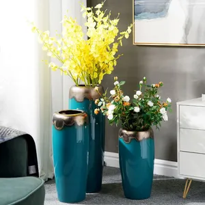 Simple Modern European Style Green Blue Different Size Ceramic Vase For Hotel Decor thumbnail-1