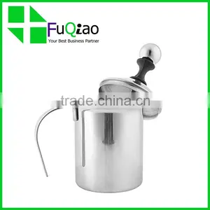 OEM Service Customed Logo Kitchen Appliances Milk Coffee Makers Stainless Steel Manual Milk Frother thumbnail-1
