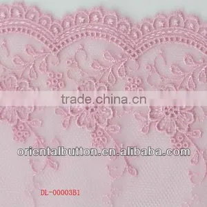 the Beautiful Design Pink Flower Embroidery Lace Trimming thumbnail-1