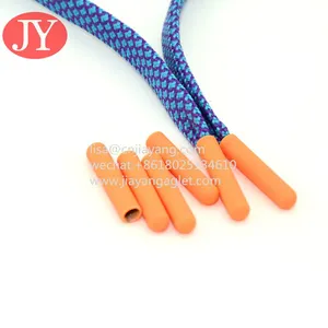 Rubber Coating Metal Drawstring Cord Ends Shoe String Metal Aglet With Flat Cotton Rope thumbnail-2