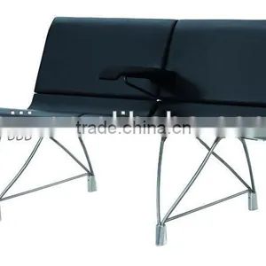 2 Seater 4 Seater Aluminium Alloy Leg Airport Chair Lounge Chair Waiting Chair H60C-2-V With Cow Leather Covered thumbnail-1
