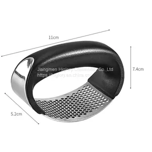 Garlic Press Grater Stainless Steel Mincer and Crusher With Silicone Roller Peeler Easy to Clean thumbnail-3