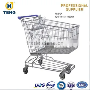 Asian Style High Capacity Shopping Cart Basket Push Cart thumbnail-1