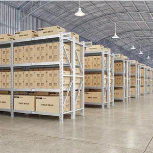 Industrial 4 Layers Metal Warehouse Storage Steel Long Span Rack With Medium Beam Duty Shelf thumbnail-1
