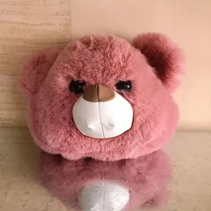 014Cute Bear Head Bag Plush Soft Chain Bag Girl Zero Wallet Imitation Rabbit Hair Cute Animal Bag thumbnail-4