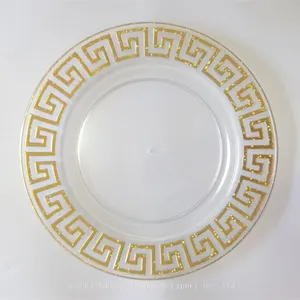 Reusable 13 Inch Gold or Silver Transparent Plate Party Decoration Plastic Charger Plates thumbnail-4