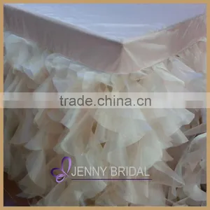 TC012G Custom Well-made Ivory White Curly Willow Table Skirt,skirt for Round Table thumbnail-2