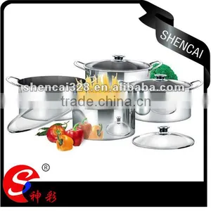 Hot Sale 8 Pcs Stainless Steel Aluminum Non-stick Soup Pot / Induction Stock Pot Set thumbnail-1