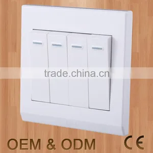 Whole Sales Price 13A 4 Gang One Way White Big Button Wall Switch With Fruorescent Indicator Quality Choice thumbnail-2