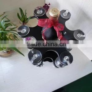 Luxury Wooden Wine Rack Bar Rack Glass Metal in the Middle Red Wine Rack Gift Wine Rack thumbnail-2