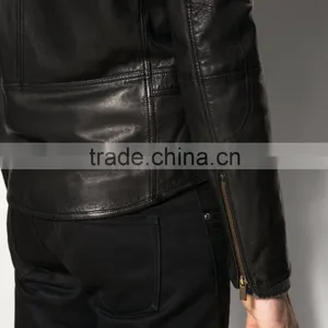 Leather Jacket With Brass Zips Wholesale thumbnail-5