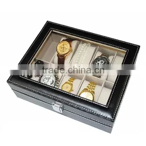 Wholesale Custom Stunning Wlegant 10 Slots Black Wooden Watch Boxes For Men. Quality Choice thumbnail-2