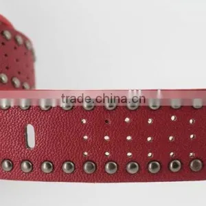 Women's Porpular Studded 35Mm PU Leather Belt With Hematite Buckle thumbnail-6