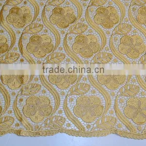 Water Soluble Embroidered Lace Collar Wedding Dress Water Soluble Lace Stock Lace Fabric thumbnail-6