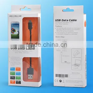 Colorful Gift Box Packing Black Color 1M Micro USB Cable for Galaxy S2,S3,S4 thumbnail-1