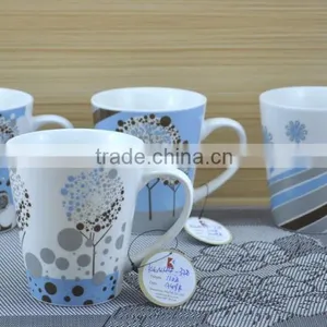 11OZ Colorful Wave Design Full Decal Print Coffee Cups, Shiny Surface New Bone China Mug, KL8009-337 thumbnail-5