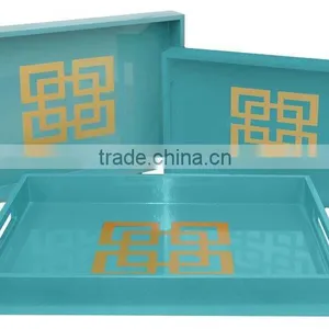 High Quality Best Selling Rectangle Lacquer Wood Tray Table thumbnail-1