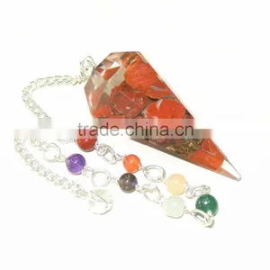Wholesale Of Orgone Chakra Pendulum : ORGONE RED JASPER CHAKRA CHAIN PENDULUM thumbnail-1