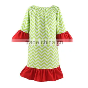 Wholesale Kids Dresses Boutique Christmas Dress Baby Girls Chevron Dress Ruffle Dress thumbnail-1
