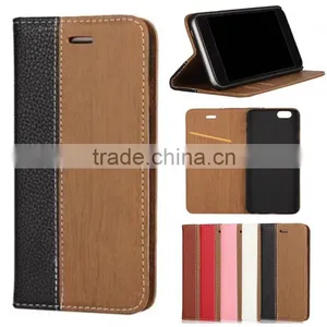 Wood Flip Leather Phone Case Cover With Card Holder for Xiaomi mi 5 Mimax Redmi Note 4 3 2 1 c i Pro Prime thumbnail-1