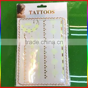 Hot Sale Gold Tattoos,metallic Temporary Tattoos,fashion Flash Tattoo Jewelry Tatoo Sticker Sex Woman Body Luminous Tattoo thumbnail-1