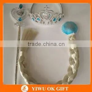 Princess Elsa Anna Hair Accessories Queen Crown&Long Braid With Magic Wand For Sale thumbnail-2